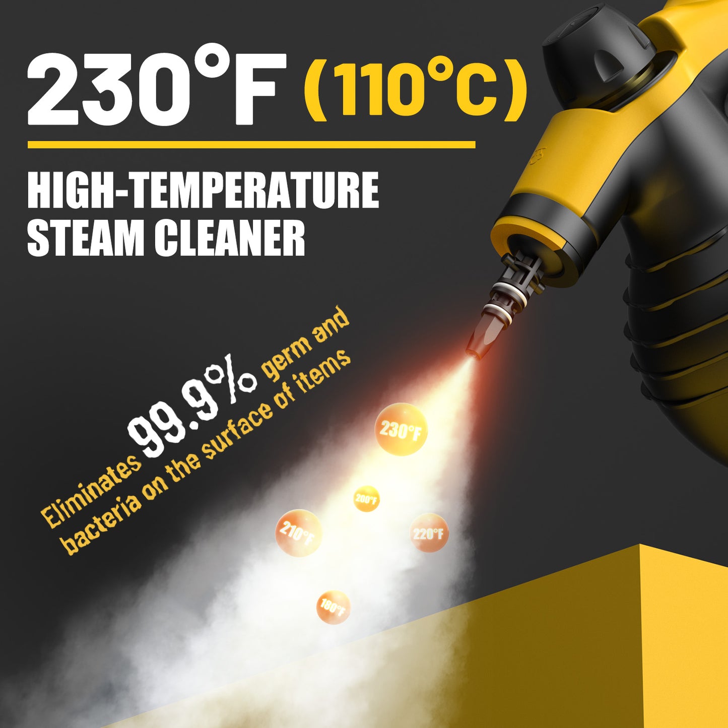 Pressurized Handheld Steam Cleaner with 10pcs Accessories & Safety Lock, Multi-Purpose & Powerful Home Use Steamer for Cleaning, Car, Bathroom, Shower, Upholstery, Grout, Window, Grime,Grease